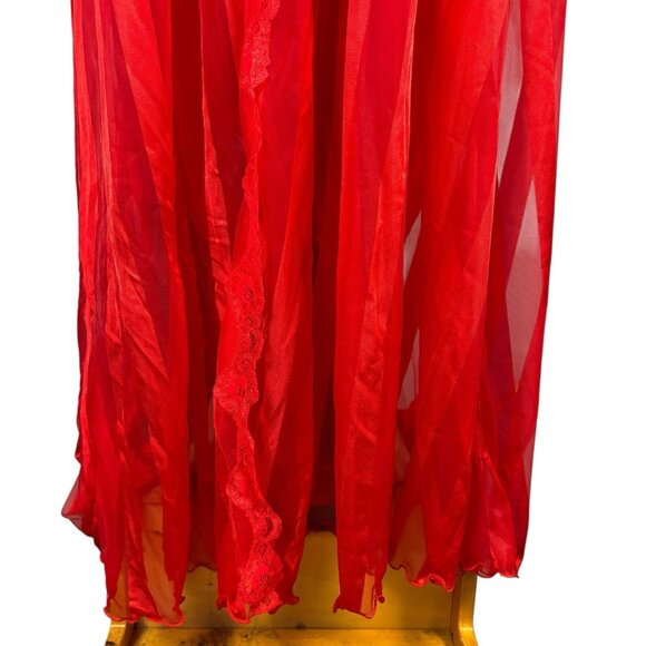 Vintage Jenelle of California Red Nylon Peignoir Set Sz M P Robe Pants Hollywood - Picture 5 of 16